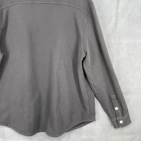 Madewell Shacket Shirt Mens Small Gray Button Up Pockets Terry Cotton Blend - Picture 8 of 12